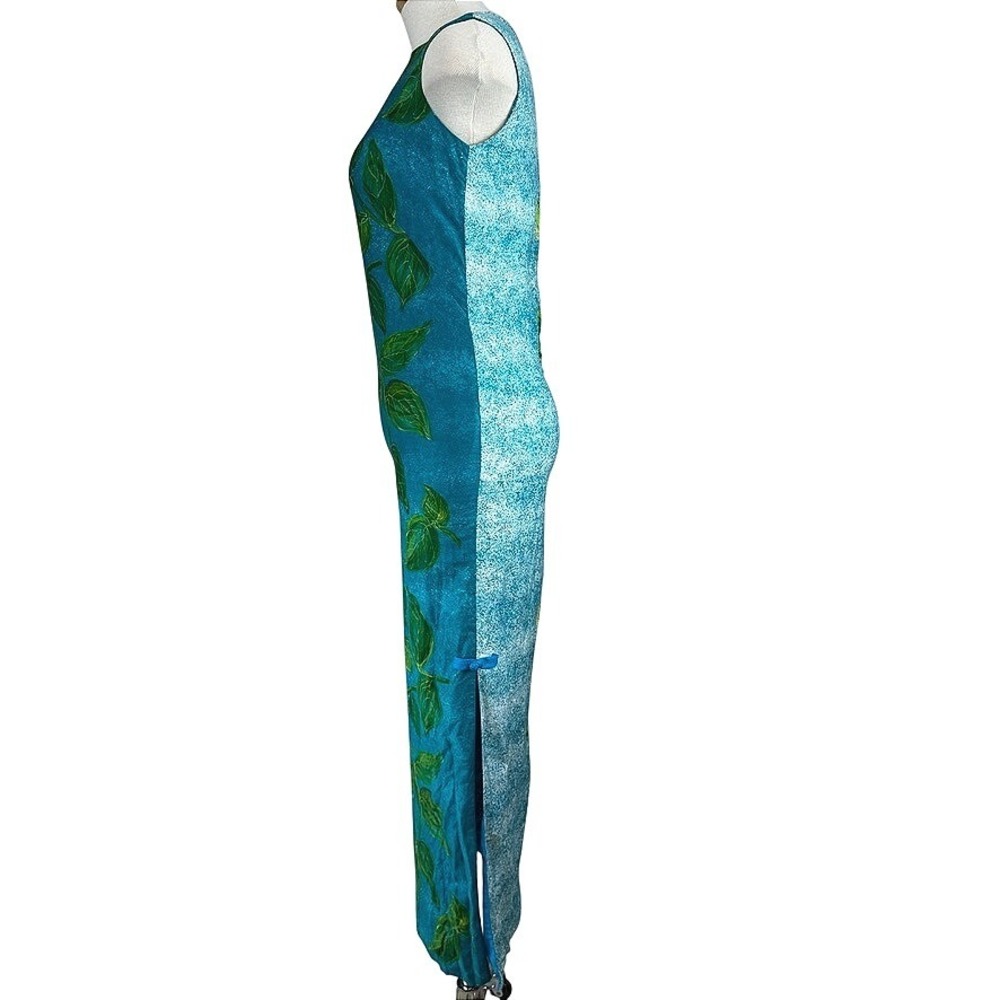 Vintage Womens (S) LIBERTY HOUSE 60s Dress Maxi Hawaii Tropical Sheath Cheongsam - Picture 6 of 10